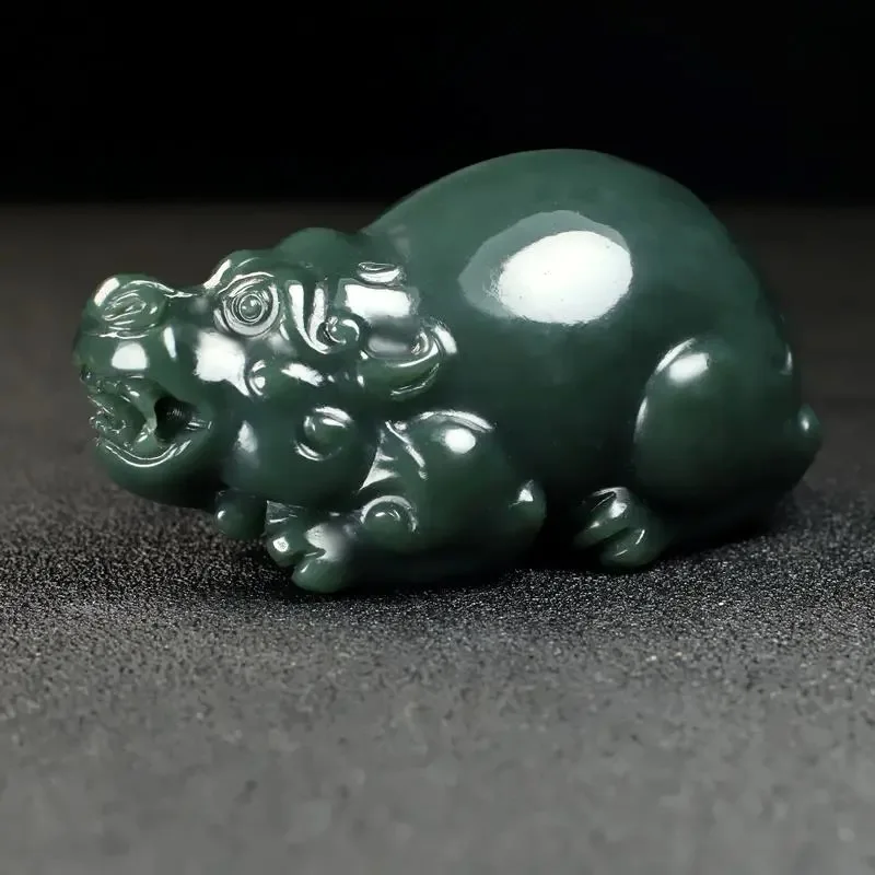 

Natural Hetian Jade Pixiu Three Dimensional Jadeite Necklace Jewellery Accessories Hand-Carved Man Luck Amulet Gifts Free Rope