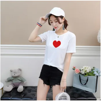 

2020 summer new explosion models love printed cotton was thin and versatile ladies short-sleeved T-shirt XF285