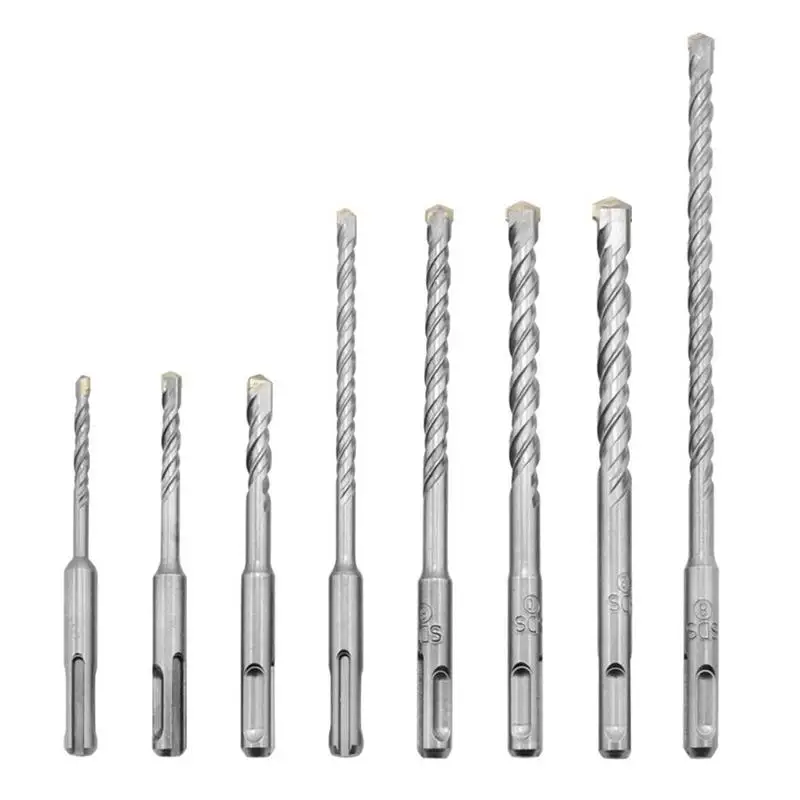 

Electric Hammer Drill 8 Piece Set Round Handle Two Pit Two Groove Concrete Through Wall Alloy Impact Drill Tool Accessories