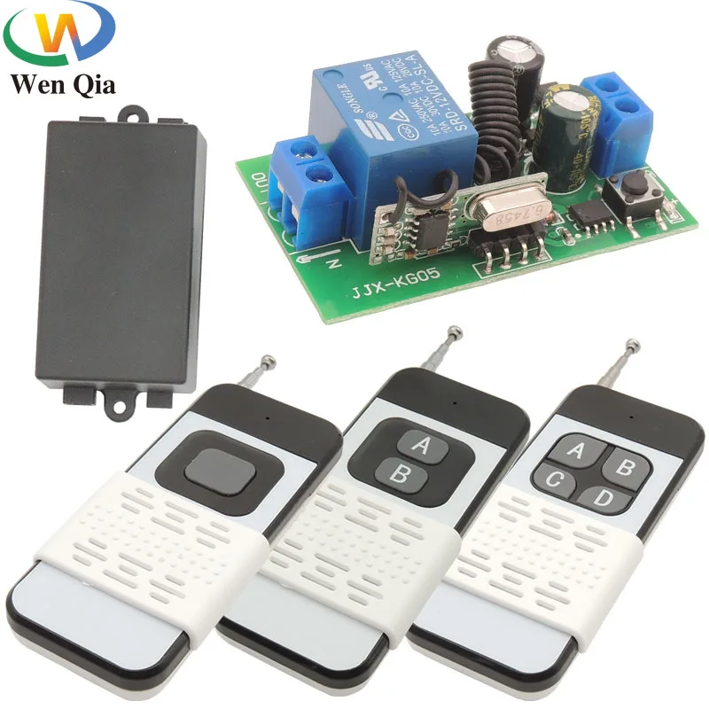 

433MHz 220V Wireless Remote Control Switch 110v 10A 1ch Receiver Module RF 1000m Long Range Transmitter For Smart Home LightsDIY