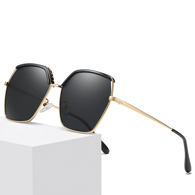 

HD Sunglasses for Women Polygon Frame Polarized Sun Glasses Tide Shaded Driving Car Eyewear Female Metal Sunglasses Street Shot