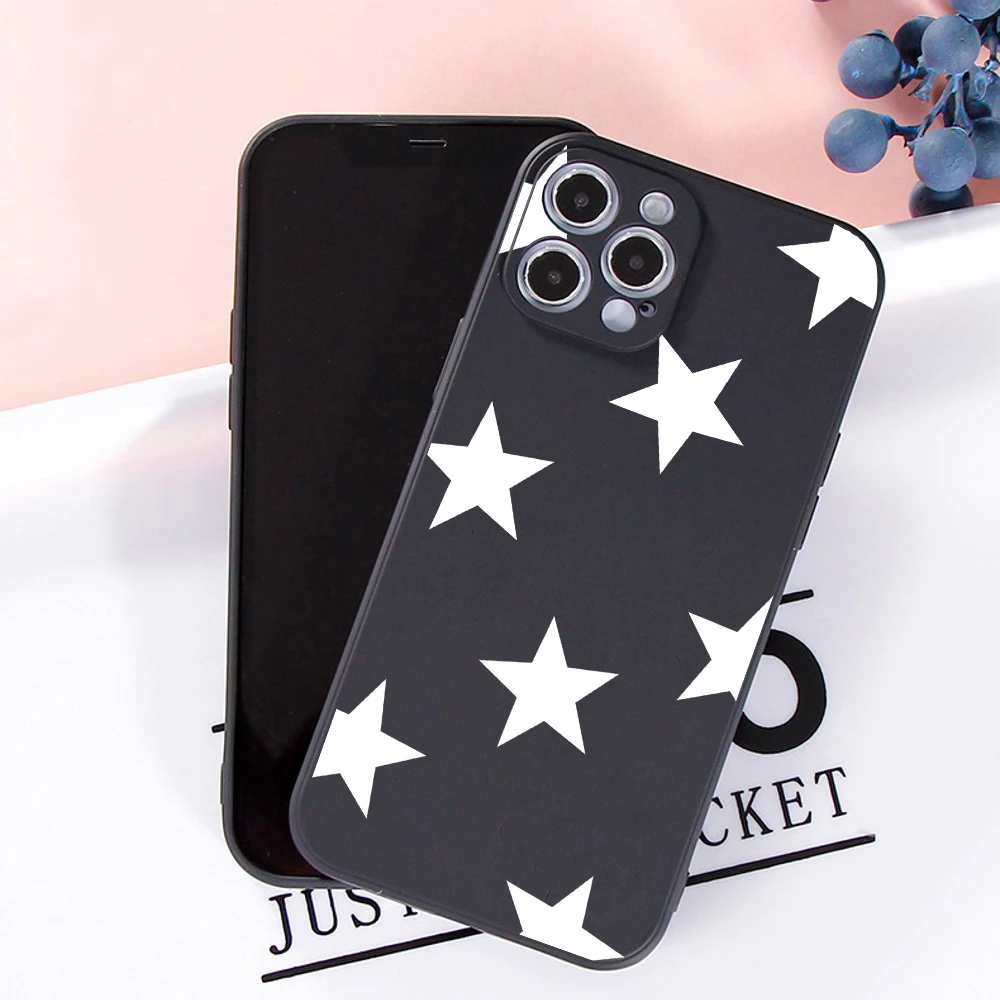 apple iphone 13 pro max case Phone Case For iPhone 12 11 13 Pro Max XR XS 8 7Plus Anti-knock Soft TPU Cover For iPhone 11 Capa Black Matte Cute Star Cartoon apple 13 pro max case