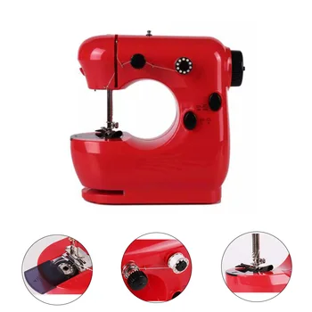 

INNE Mini Red Sewing Machine Dual Speed Portable Household Foot Pedal Multilingual manual Adaptor Automatic winding Machines