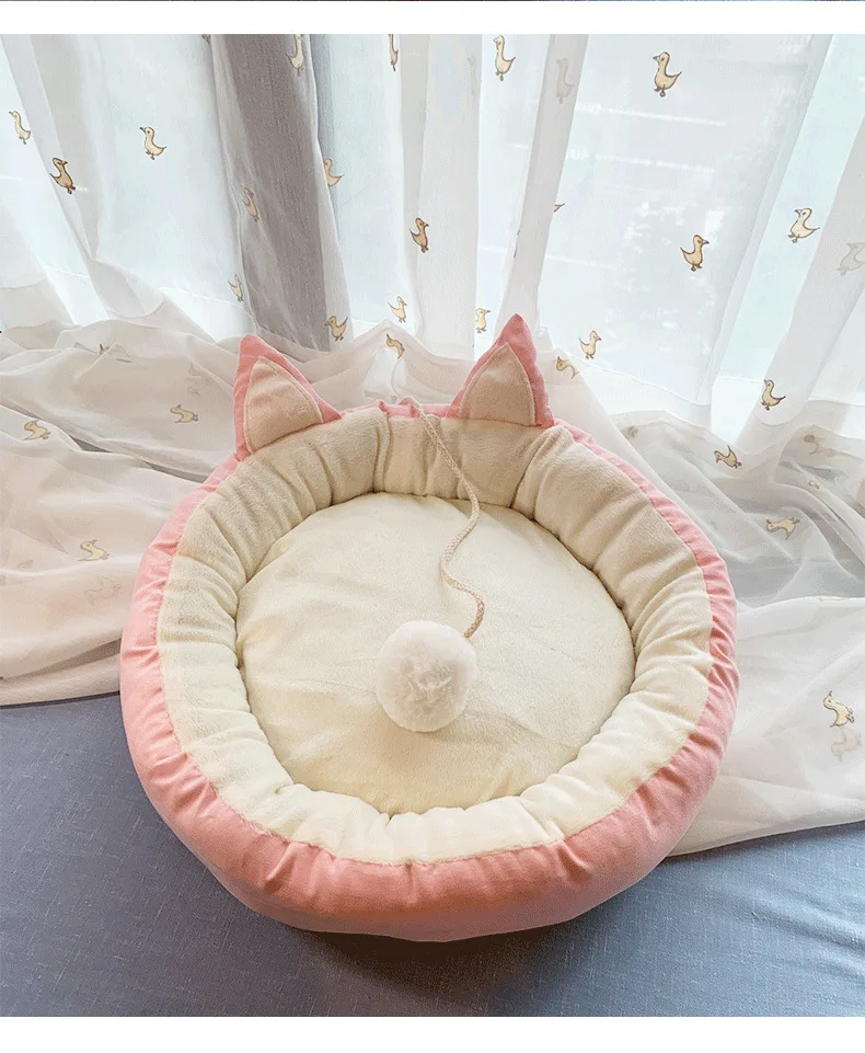 Кошачьи уши дизайн мягкий флис кошка подстилка для домашнего питомца лето матрас маленькая собака Конура круглая подушка кровати