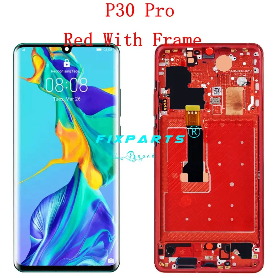 Super AMOLED huawei P30 Дисплей huawei P30 Pro ЖК-дисплей Сенсорный экран для HUAWE P30Pro ЖК-дисплей VOG-L29 VOG-L09 VOG-L04 с рамкой - Цвет: P30Pro Red Frame