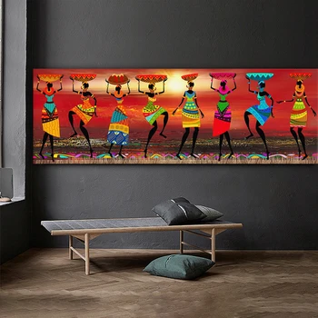 

Single African Women Dance Oil Painting Canvas Mural Home Decoration For Bedroom Study Corridor Decora