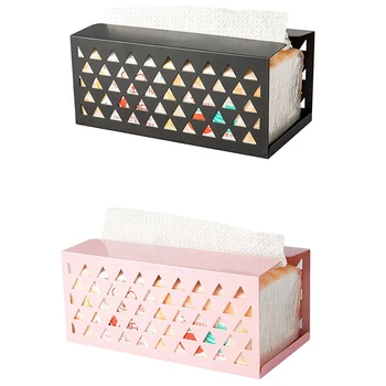 

Iron Tissue Box Napkin Paper Box Tissue Box Cover Holder Paper Towel Container Office Desktop Storage Box Black