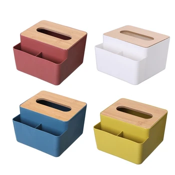 

Wooden Plastic Tissue Box Solid Wood Napkin Holder Case Stylish Bamboo Covered Towel Boxes Simple Fashion Household Carton