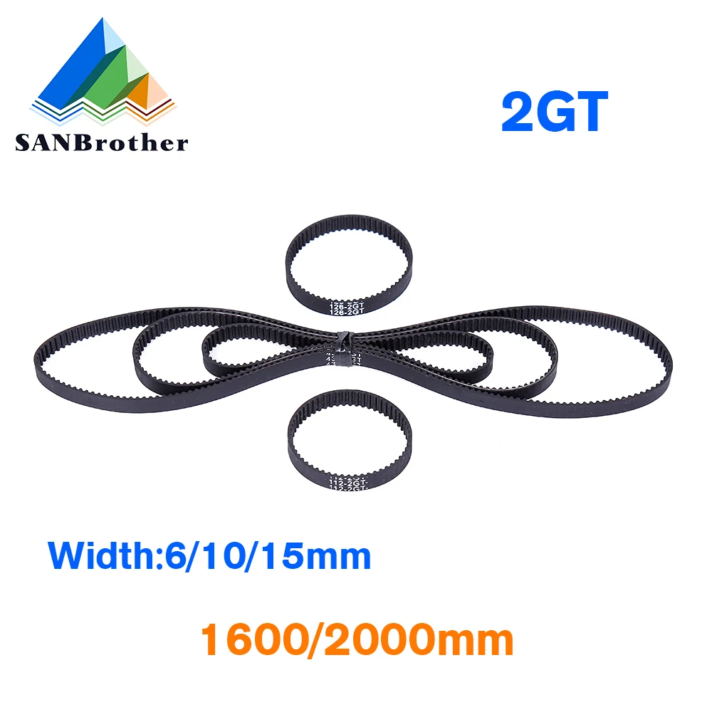 GT2 Closed Loop Timing Belt Rubber 1600/2000mm 2GT BELT width 6/10/15mm suitably GT2 pulley for 3d printer parts