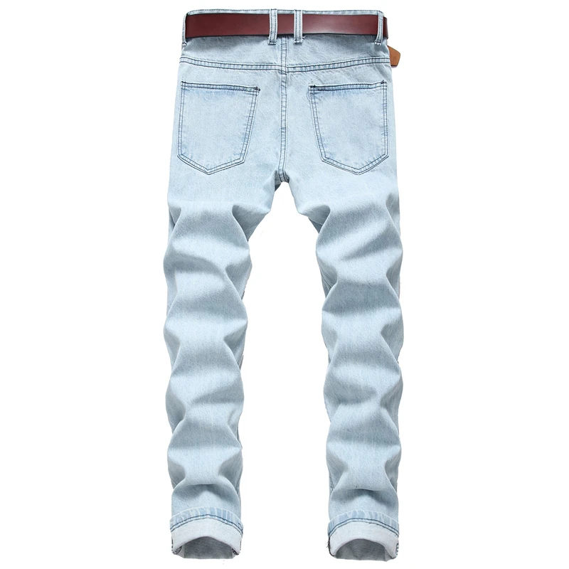 

2020 Spring New Light Blue Jeans Fashion Stretch Regular Fit Denim Trousers Male Brand Pants