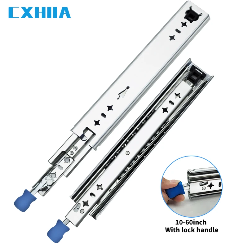 CXHIIA Locking 53mm Width Load Bearing 120Kg Guide Rail Full Extension Ball Industrial Heavy Duty Drawer Slide