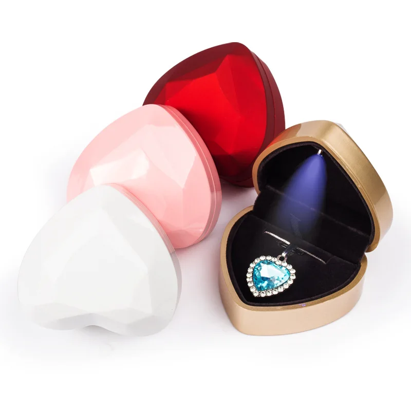 12Pcs Heart Shape Lighted Wedding Earrings Ring Box Jewelry Display Holder thfd 