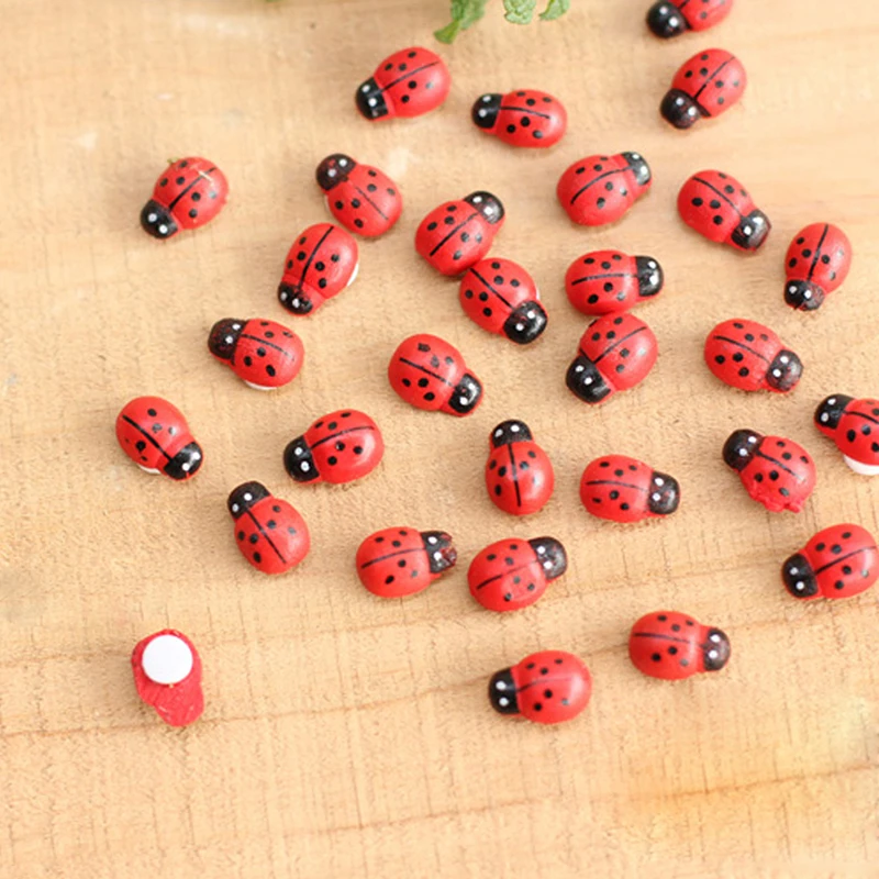 

10Pcs Mini Ladybird Red Beetle Ladybug Fairy Doll House Garden Decor Ornament D08F