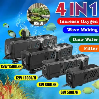 

6/8/12/15W 4 in 1 Portable Aquarium Water Pumps Waterproof Fish Submersible Tank Pond Water Pump Low Power Pool Fountains Pumps