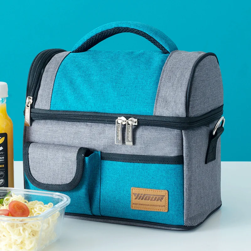 Ланч-сумка двойная сумка для еды с теплоизоляцией Сумочка твердый термо-контейнер для еды сумка для пикника для мужчин и женщин портативная Термосумка для детей