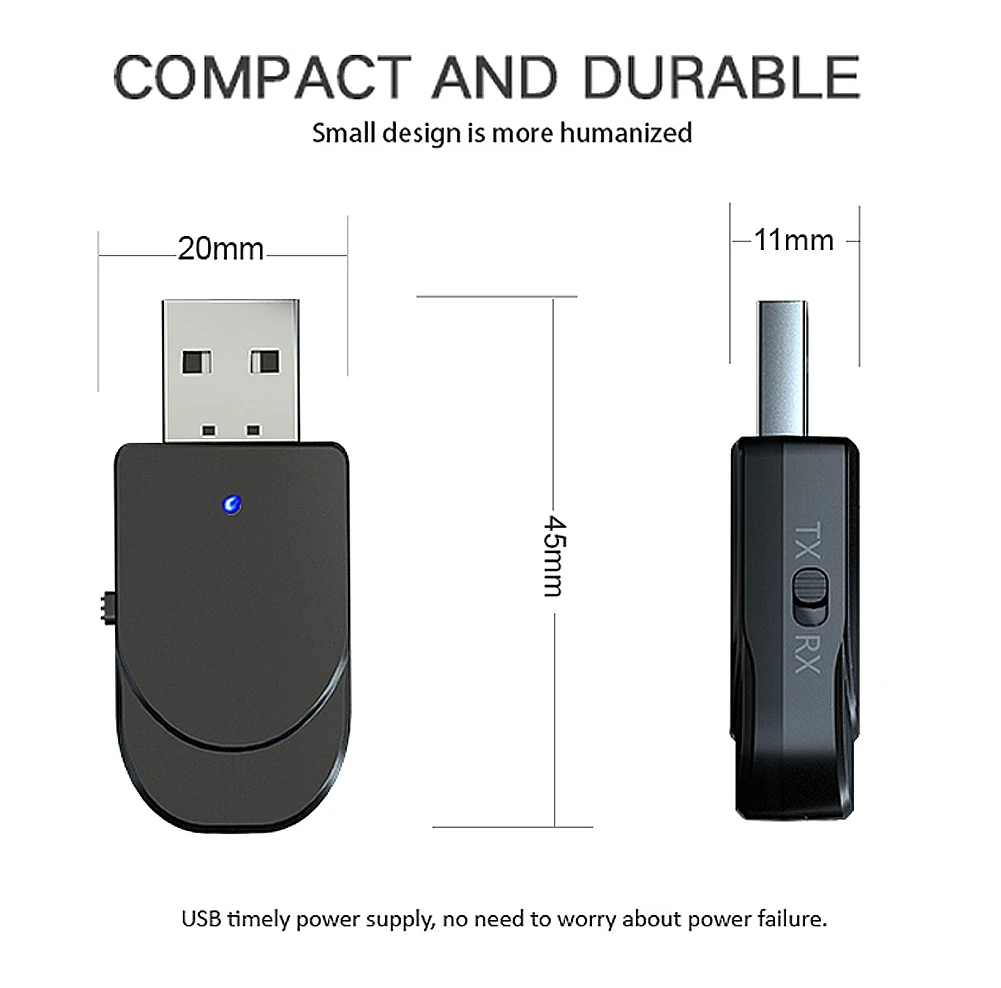 Аудио Bluetooth 5,0 передатчик приемник 2 в 1 Мини USB Домашний автомобильный стерео звуковой адаптер для ПК ТВ наушники