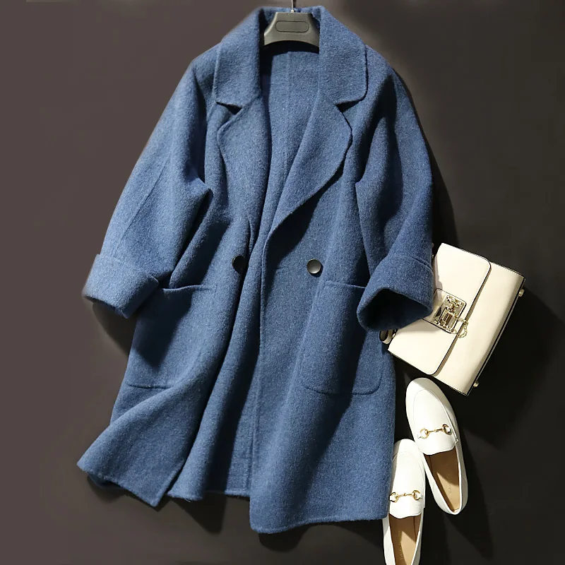 

Newest Spring Auutmn Wool Coat Women Parkas Loose Long Double Side Warm Overcoat Female Outwear Hot LX1862
