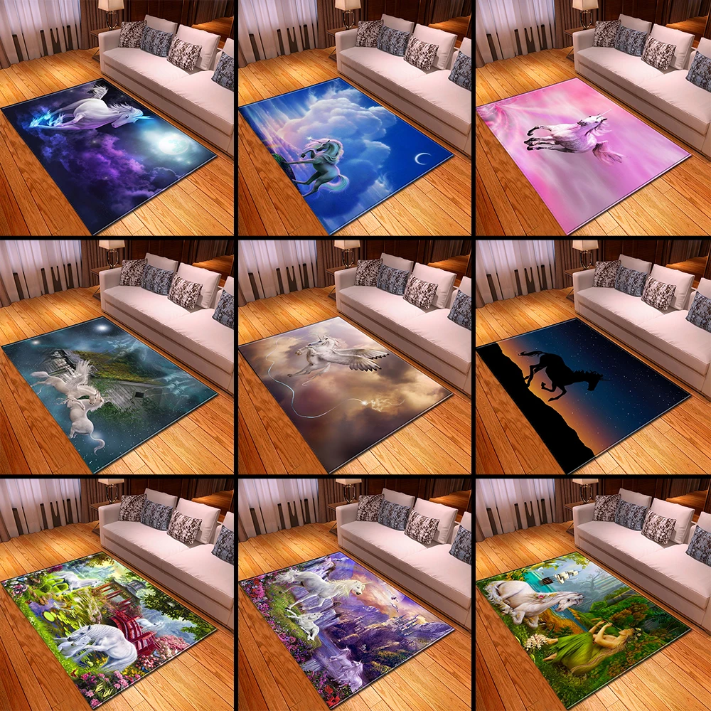 Мультяшный Розовый Единорог ковры для домашнего декора мягкие коврики из пены с