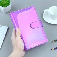 A6 PU Leather Notebook Refillable 6 Ring Binder Cover ,Rainbow Binder Budget Planner Cash Envelopes,with Magnetic Buckle Closure 6