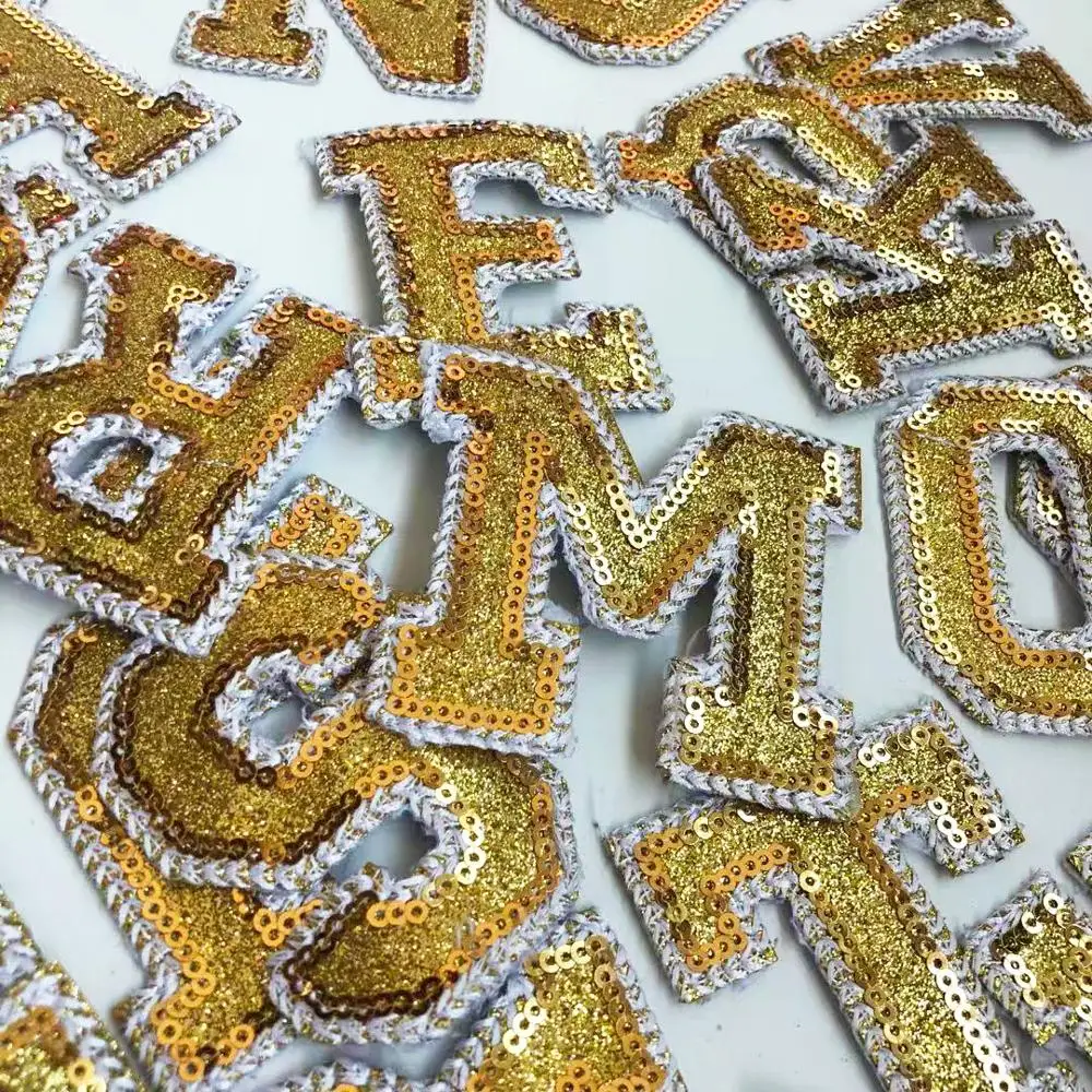 Buy 1Pcs Gold Sequins Alphabet Letter Sew On Patch For T-shirt Decoration  Repair Embroidery Patches Applique Garment Accessories Online - 360  Digitizing - Embroidery Designs