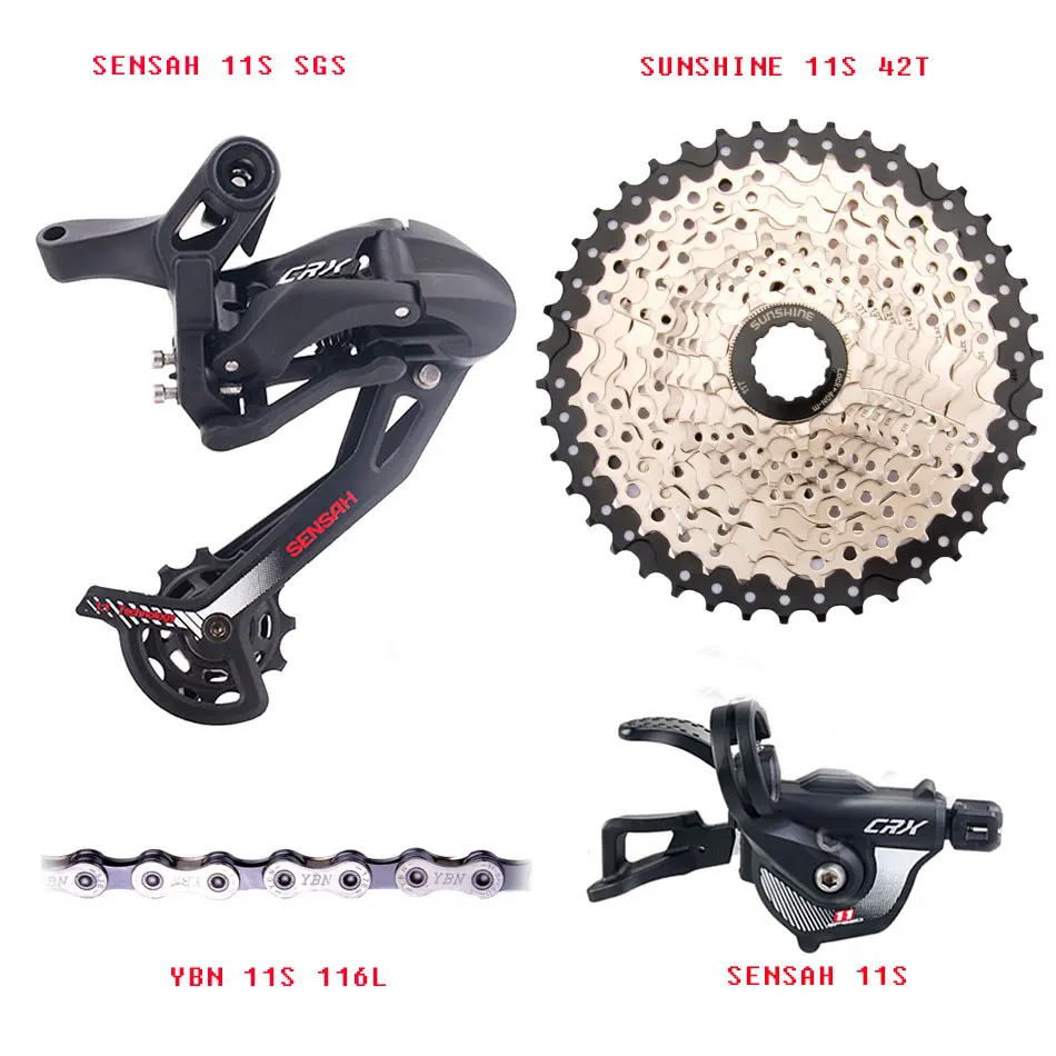 CRX 11S 4 pieces SENSAH RX SHIMANO M6000 11 Speed Shifter Schaltwerke 42t 46t Kassette/Kettenblatt YBN X10 kette Groupset, PCR UBER - Цвет: CRX 11S 4 pieces