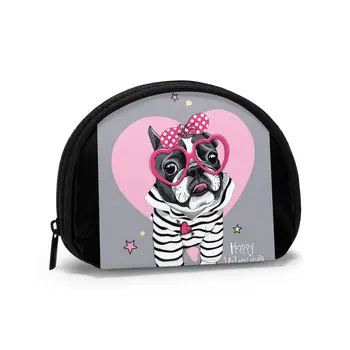 

Women's Wallet Short Coin Purse Wallets Card Holder Small Ladies Wallet Bulldog In Striped Cardigan Polka Dot Headband