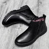 Man Winter Chelsea Boots Fur Warm Male Casual Genuine Leather Shoes Designer Men's Dress Boot Handmade Zipper Business Footwear ► Photo 2/6