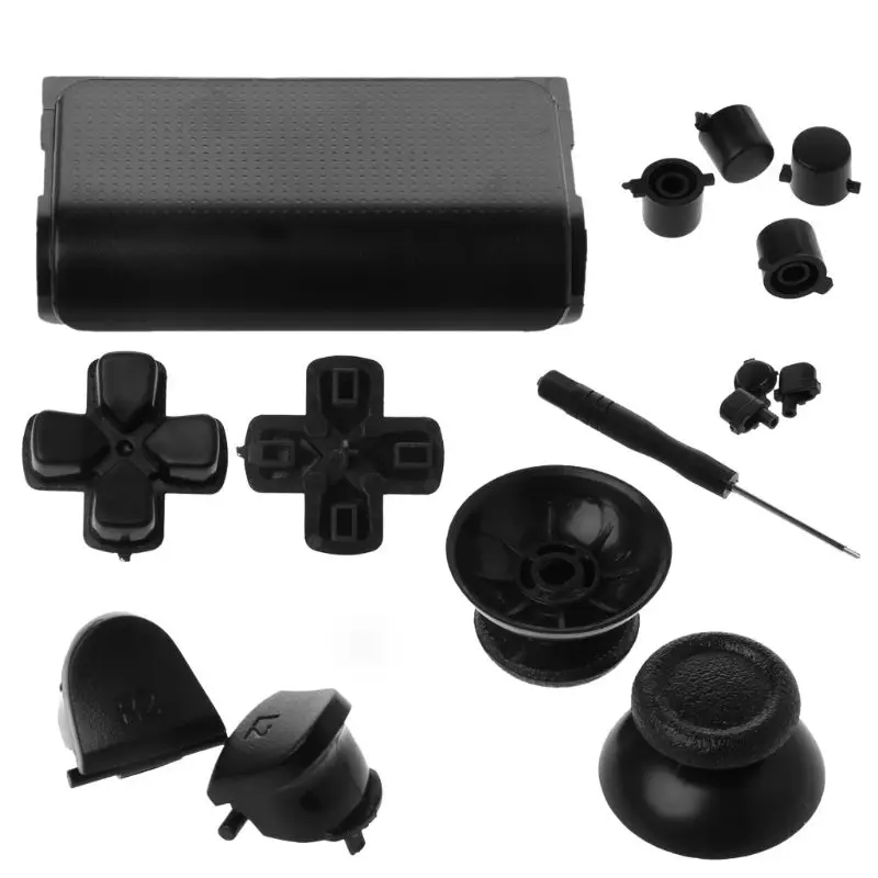 Full Buttons Set Replacement Trigger Button Screwdriver Parts Kits Black for Sony PlayStation 4