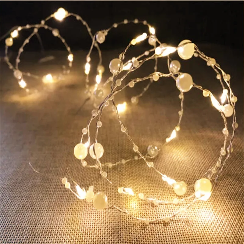 Тёплый белый 10 м 100Led бусины медная проволока лампы жемчужные огни гирлянда книжный шкаф светильники Гостиная Свадебная вечеринка украшения сада - Испускаемый цвет: Тёплый белый