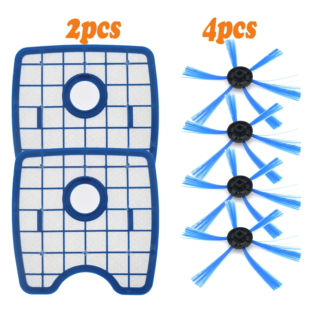 

6pcs/set Vacuum Cleaner 2 Filter Screen+4 Round Brush for Philips Robot FC8820 FC8810 FC8066 Sweeping Robot Accessories