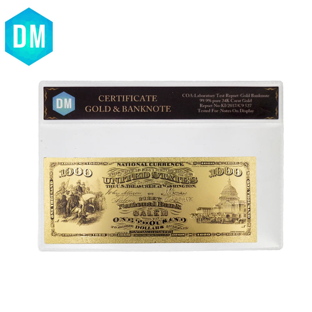 style 8 1875 год, 5 долларовая Золотая банкнота, 24k позолоченные, США, примечание, деньги, ценность, коллекционные, поддельные деньги в COA Sleeve - Цвет: style 8