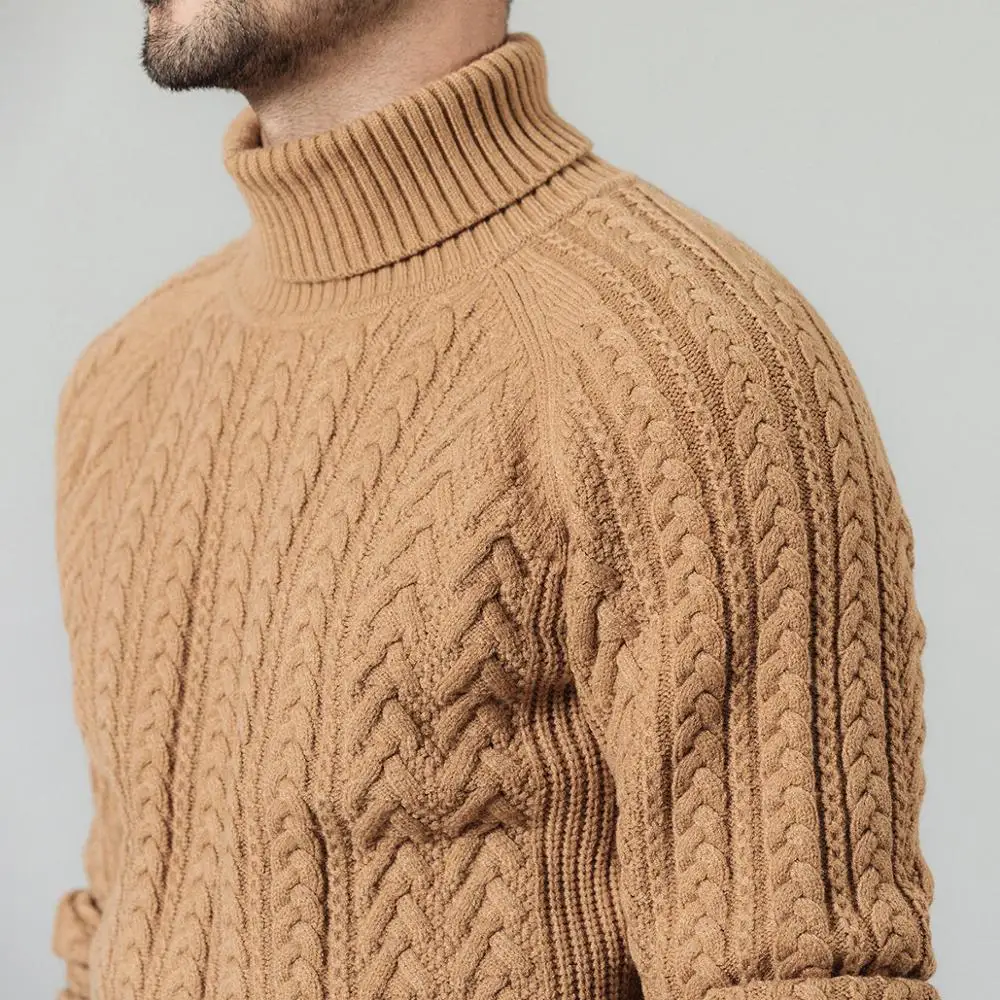 Price SIMWOOD 2019 Autumn Winter New Cable Knit Turtleneck Sweater Men Warm Knitwear Plus Size high quality brand clothing SI980729