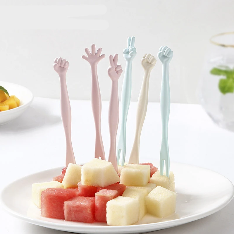 

12pc / 2set New Funny Guessing Fruit Fork Scissors Stone Cloth Fruit Fork Combination Dessert Fork Children Tableware Gift