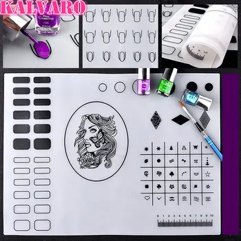 

1 Sheet Silicone Nail Art Templates Stamping Mat 40.5cm*30.5cm Foldable Washable Pad Tool For Manicure, 3 Styles For Choose
