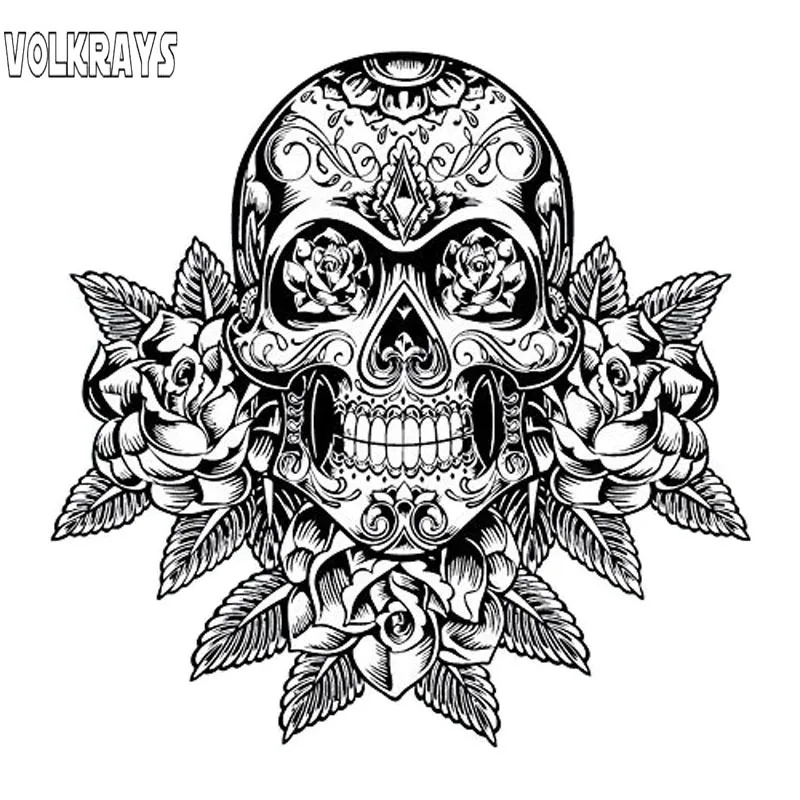 

Volkrays Personality Car Sticker Day of The Dead Accessorie Sunscreen PVC Decal for Jdm Vw Lada Granta Nissan Qashqai10cm*10cm