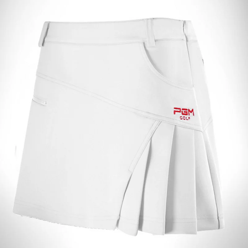PGM Женская юбка для гольфа одежда для гольфа для девочек женские летние хлопковые мягкие дышащие плиссированные юбки для гольфа для бадминтона и настольного тенниса - Цвет: Белый