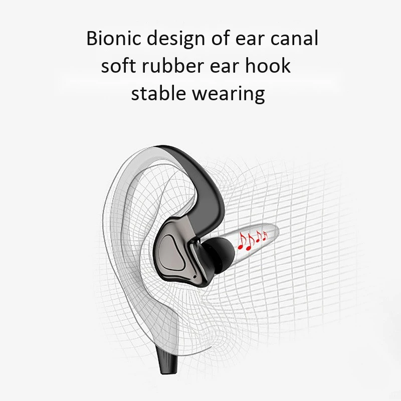 Wireless Ear Mounting Bluetooth Headset 5 0 Sports Waterproof Single Ear Noise Cancelling Headphones
