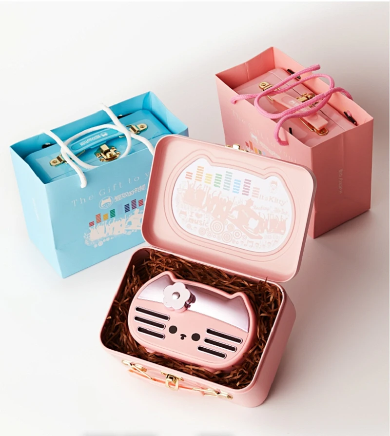 Японский hello kitty it's kitty беспроводной Bluetooth динамик розовый и синий освещение музыкальный плеер для девочки подарочная коробка