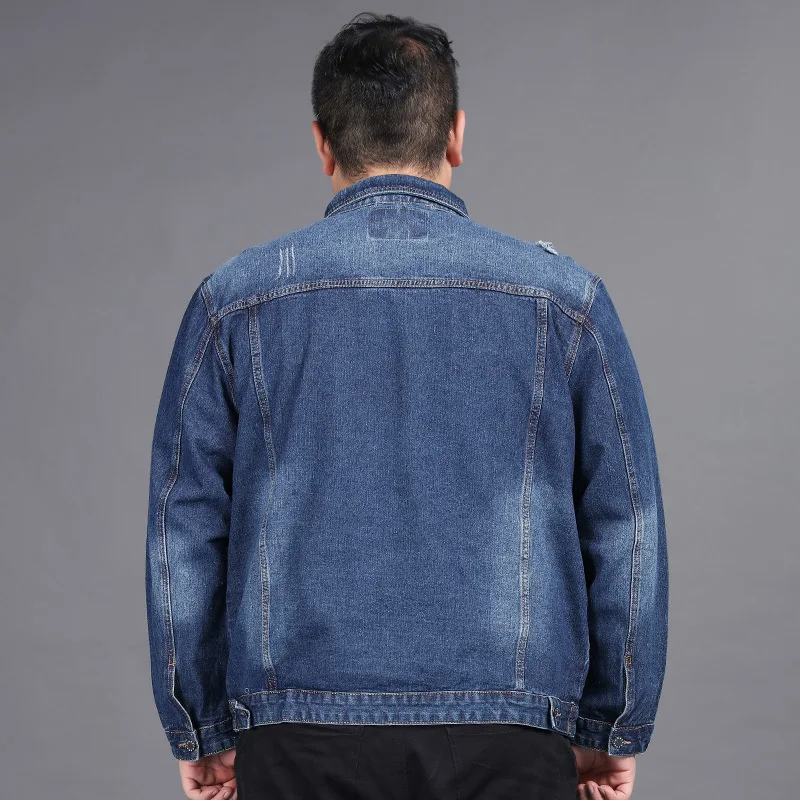 10XL 8X мужская куртка Осень Зима Повседневная джинсовая куртка с длинным рукавом модная простая однотонная куртка с отложным воротником и карманами