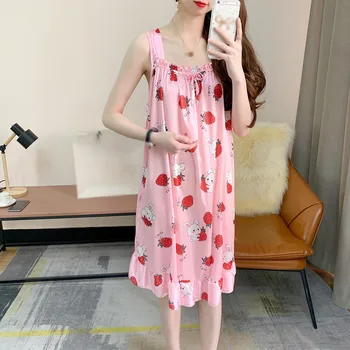 

Summer Women Pajamas Sexy Sleepwears Floral Printed Night Dress Nightie Female Long Dress Nightgown Sweet Fashion 2020