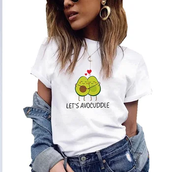 

Kawaii Avocado Short Sleeve T-shirt Women Casual Avocado Tops Women Summer T-shirts Tops