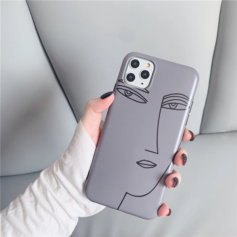 Модный чехол для телефона с абстрактным портретным рисунком для iphone 11 11Pro Max 7 8 Plus 6 6S X XS Max XR матовый мягкий IMD простой чехол
