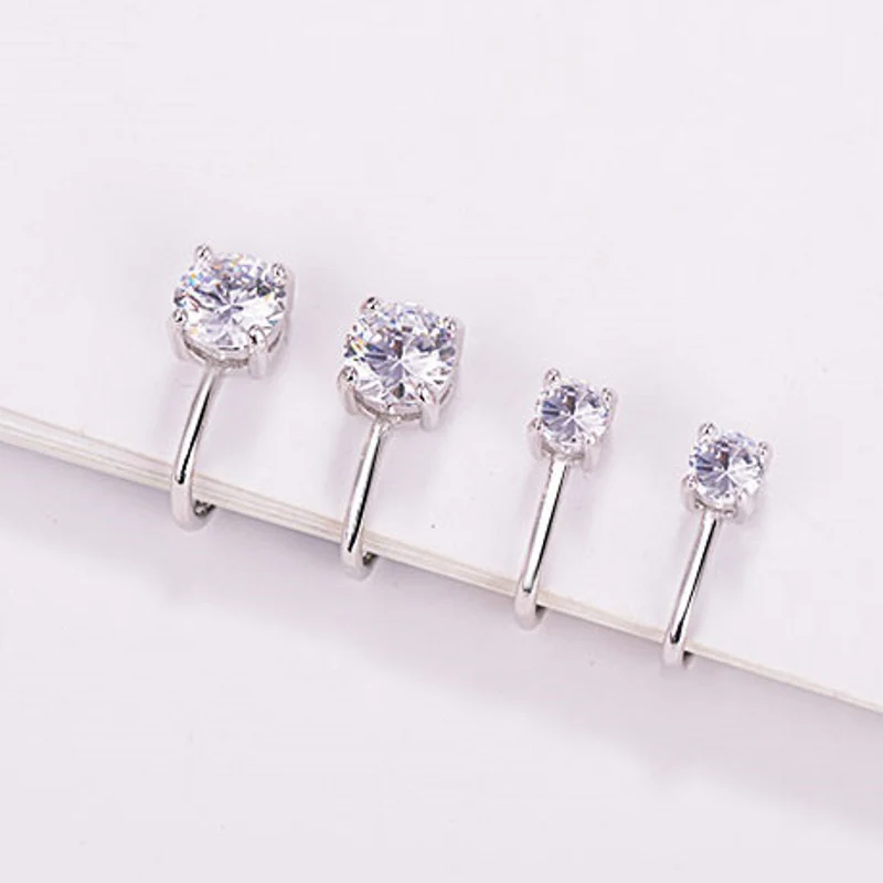 

Fashion 6 8MM cubic zircon ear clip Silver Filled Tragus Earring For Women Non Piercing Clip Earring Punk Ear Cuff 2019 Brincos