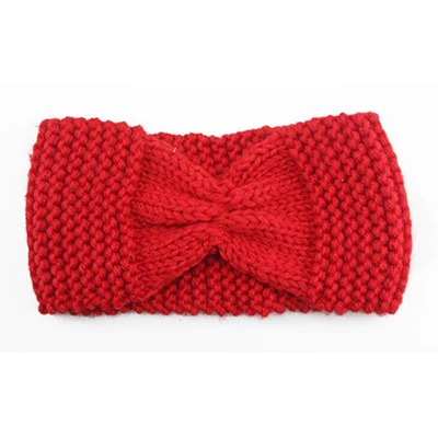 KHGDNOR Wool Knitted Hairband Winter Warm Fashion Button Cross Headband Solid Color Elastic Head Band for Women Girls - Цвет: red