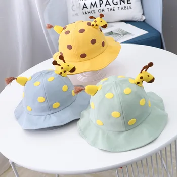 

Boy girl Polka dot dinosaur baby basin caps Korean children's hat 2020 spring and summer new cute baby fisherman bucket sun hat