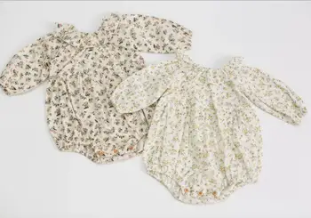 

2020 Wholesale Baby Girls Printed Romper Ruffles Cotton Baby Jumpsuits 0-3 years PY462