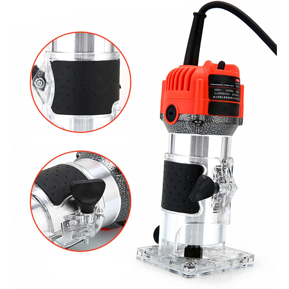 

Edge Trimmer Aluminum Shell Router Electric Cutting Hand Tool Woodworking Slotting All Copper Engraving Machine EU/US Plug