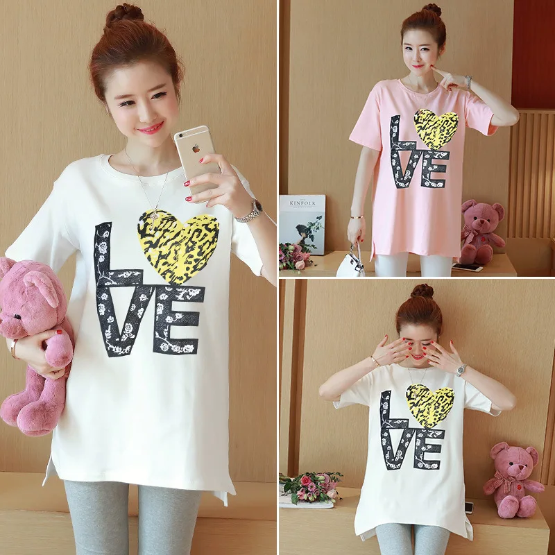 

2019 New Style Summer Wear Fashion Models New Style Pregnant Women Summer T-shirt Short Sleeve T-shirt Maternity Clothes Tops