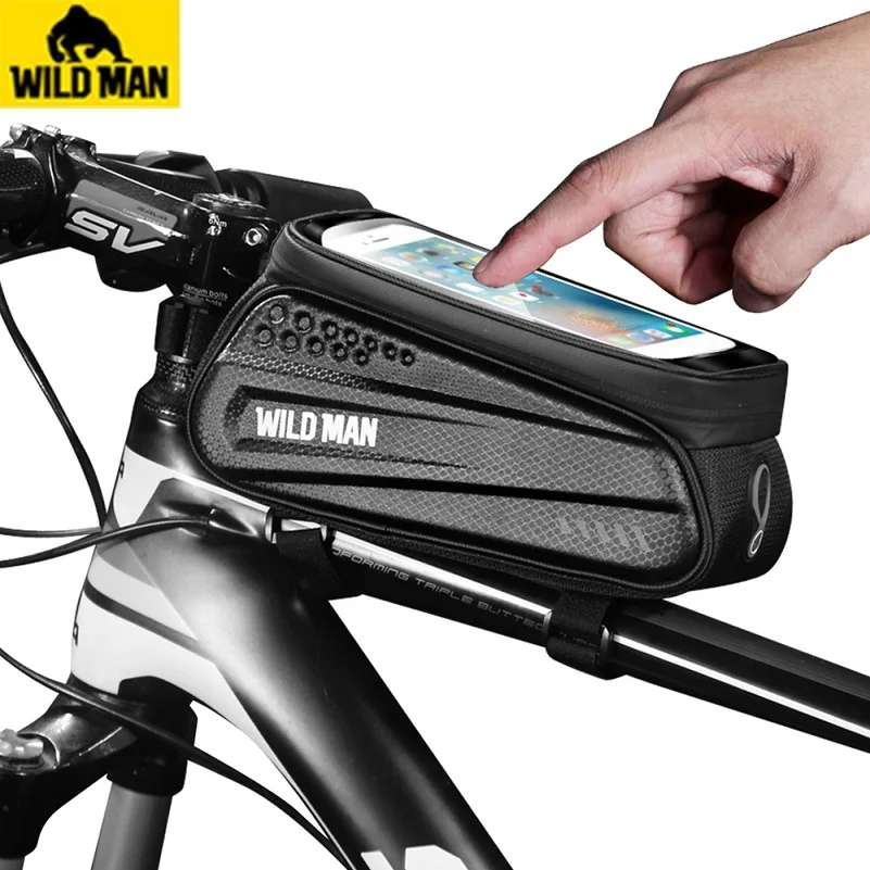

WILD MAN Touch Screen Bicycle Top Tube Saddle Bag Exquisite Waterproof MTB Bike Phone Case Necessary Outdoor Cycling Gadgets