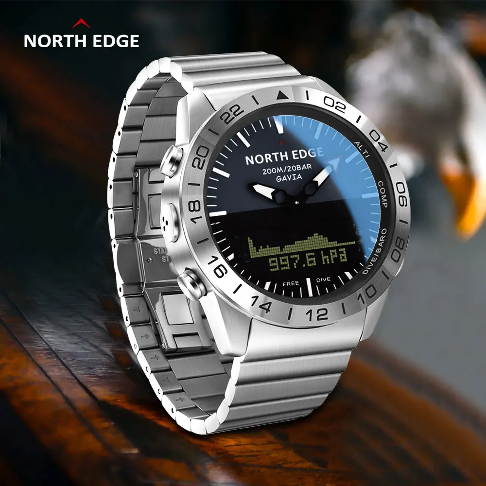 North Edge GAVIA 2 Business Smart Watch Luxury Full Steel Altimeter Compass Sports Digital watch Waterproof  smartwatch for men